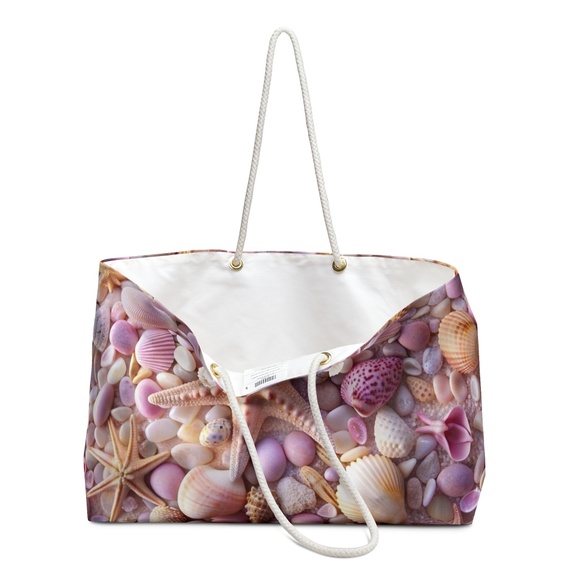 Seashell & Starfish Tote Bag – Large Beach Shoulder Bag - Picture 3 of 3